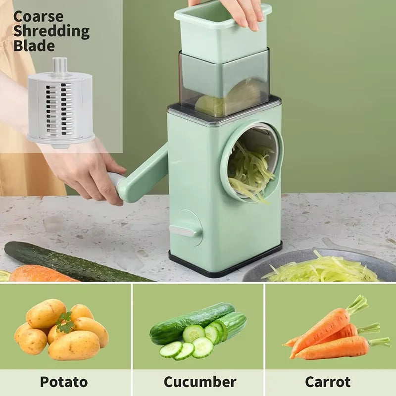 Rotary Cheese Grater 6 in 1 Hand Crank Vegetable Slicer Shredder Mandoline Veggie Slicer Grater Nut Chopper Kitchen Gadgets