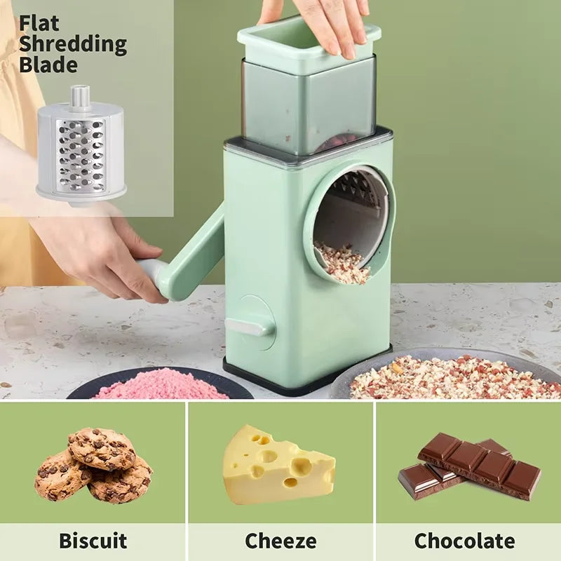 Rotary Cheese Grater 6 in 1 Hand Crank Vegetable Slicer Shredder Mandoline Veggie Slicer Grater Nut Chopper Kitchen Gadgets