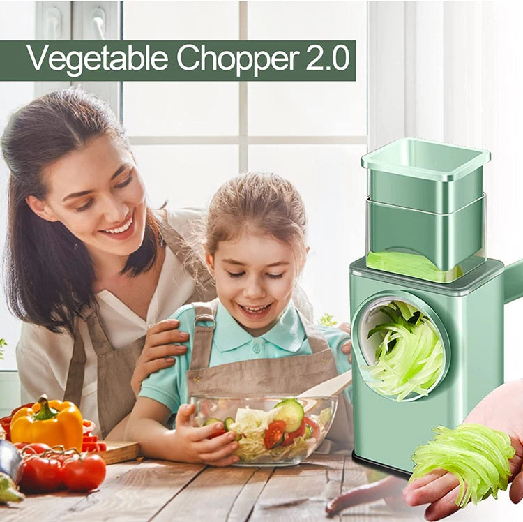 Rotary Cheese Grater 6 in 1 Hand Crank Vegetable Slicer Shredder Mandoline Veggie Slicer Grater Nut Chopper Kitchen Gadgets