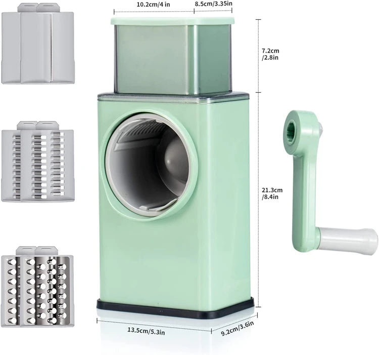 Rotary Cheese Grater 6 in 1 Hand Crank Vegetable Slicer Shredder Mandoline Veggie Slicer Grater Nut Chopper Kitchen Gadgets