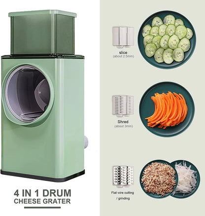 Rotary Cheese Grater 6 in 1 Hand Crank Vegetable Slicer Shredder Mandoline Veggie Slicer Grater Nut Chopper Kitchen Gadgets