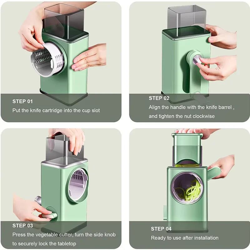 Rotary Cheese Grater 6 in 1 Hand Crank Vegetable Slicer Shredder Mandoline Veggie Slicer Grater Nut Chopper Kitchen Gadgets