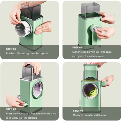 Rotary Cheese Grater 6 in 1 Hand Crank Vegetable Slicer Shredder Mandoline Veggie Slicer Grater Nut Chopper Kitchen Gadgets