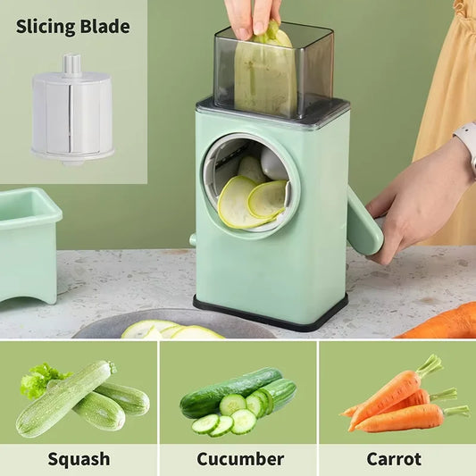 Rotary Cheese Grater 6 in 1 Hand Crank Vegetable Slicer Shredder Mandoline Veggie Slicer Grater Nut Chopper Kitchen Gadgets